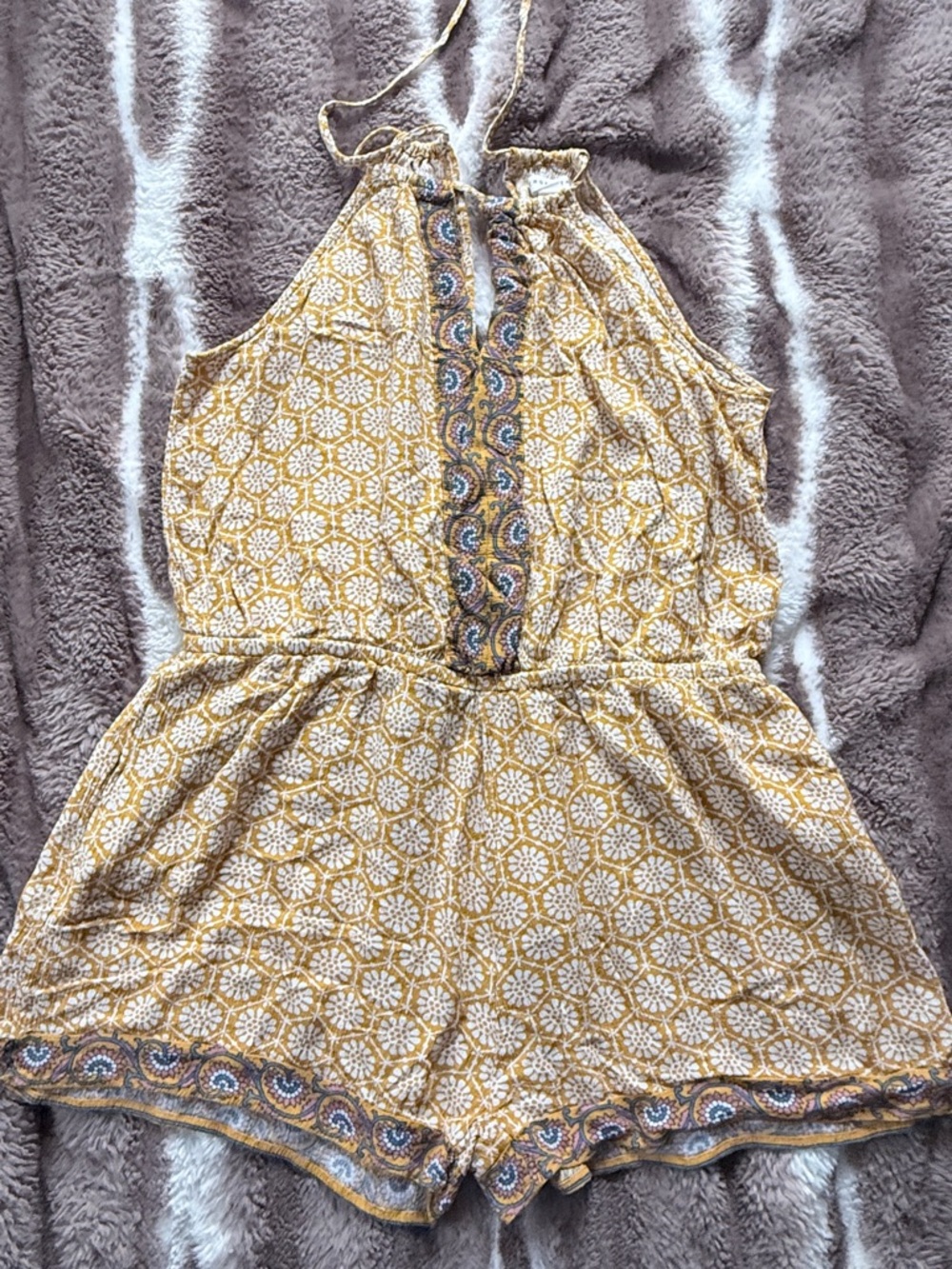 Aeropostale Yellow Floral Halter romper